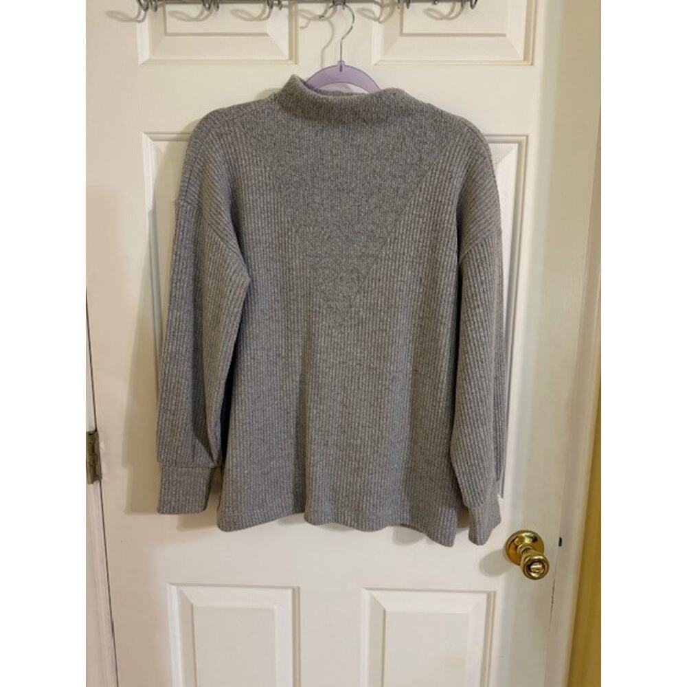 Ann Taylor Loft Medium Cotton Blend Sweater Gray Marled Knit Classic Essential